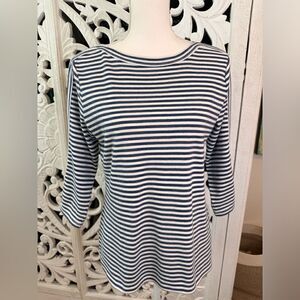Allison Daley Nautical Blue White Stripe Arm Rope Detail Size PS/P 3/4 Sleeve